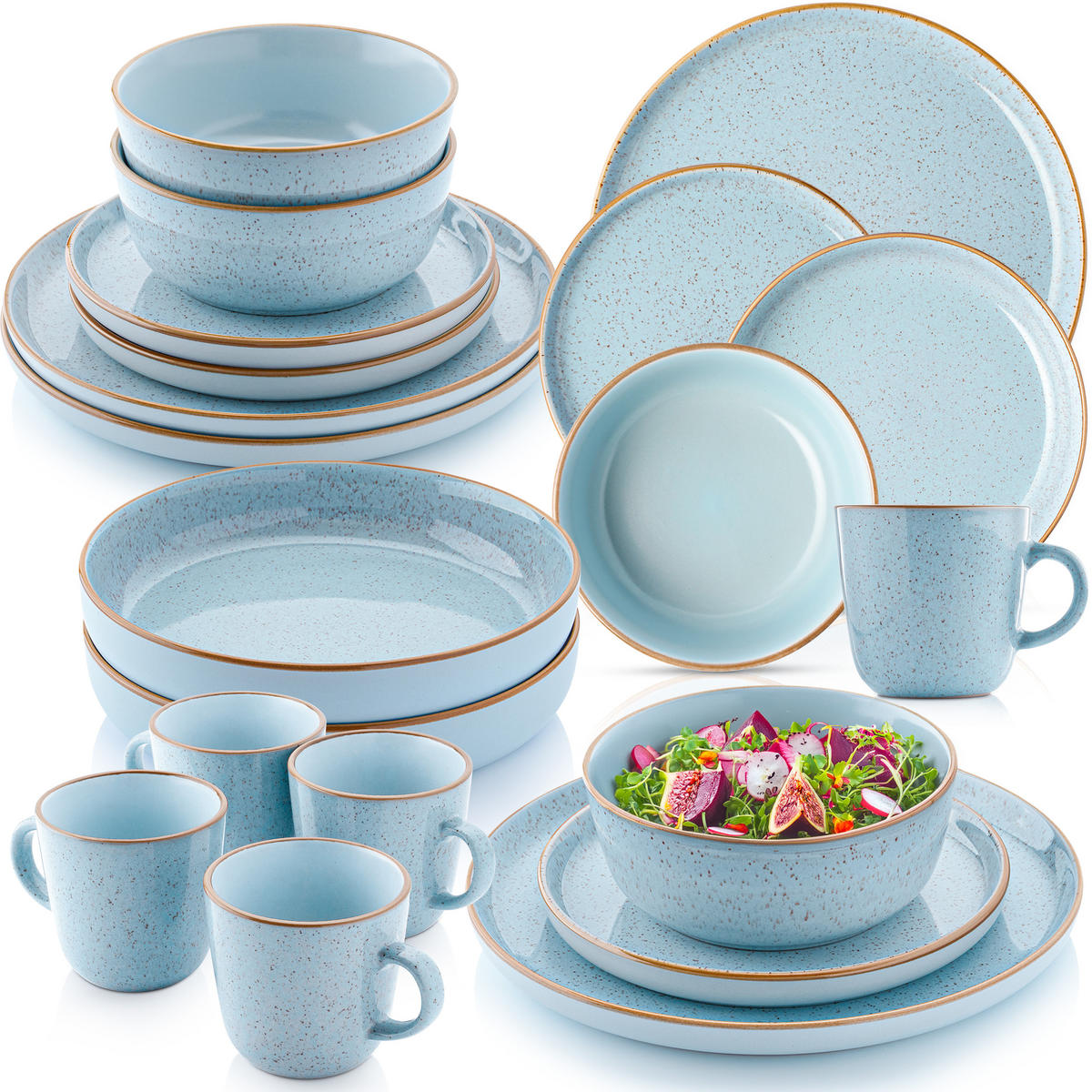 KOMBISERVICE RIO LAGUNE - 20-teilig aus Steingut - Blau, Keramik (44/45/54cm) - Sänger