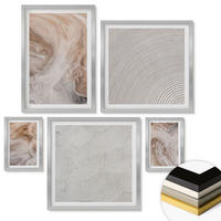 WANDBILDER 5er Set - 50x50 cm & 20x30 cm & 40x60 cm Silberner Rahmen - Marmorstein-Texturmuster - Silberfarben, Kunststoff (40/60cm) - ArtPrintCave