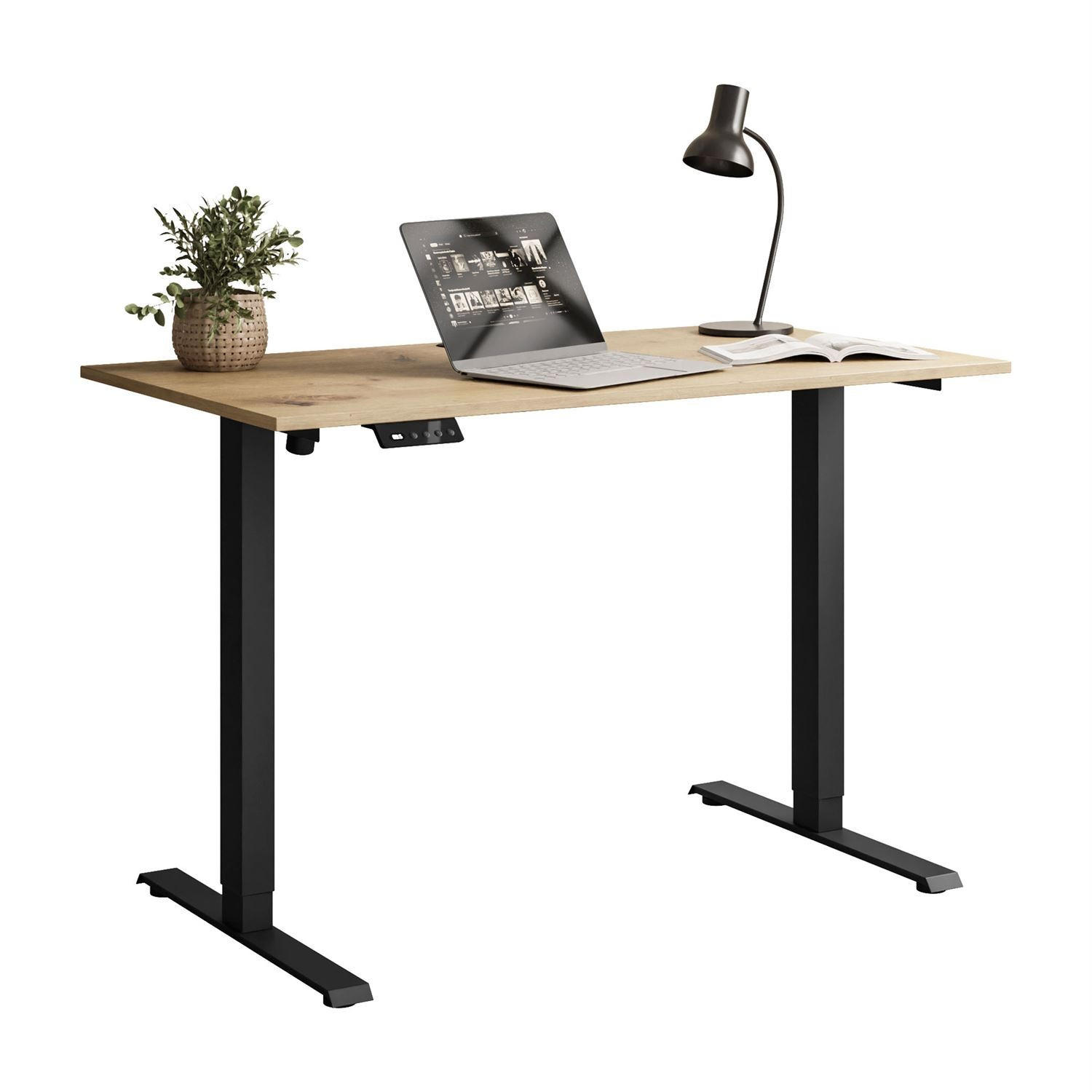 SCHREIBTISCH SPACE höhenverstellbar mit Metallbeinen schwarz/Eiche Artisan - Eiche Artisan, Holzwerkstoff (60/110/69.5cm) - Lookway