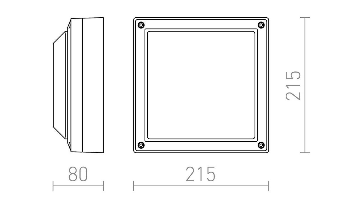 AUSSENLEUCHTE DELTA 215 Anthrazitgrau 15 W IP54 - Grau, Metall (21.5/21.5/8cm) - Rendl