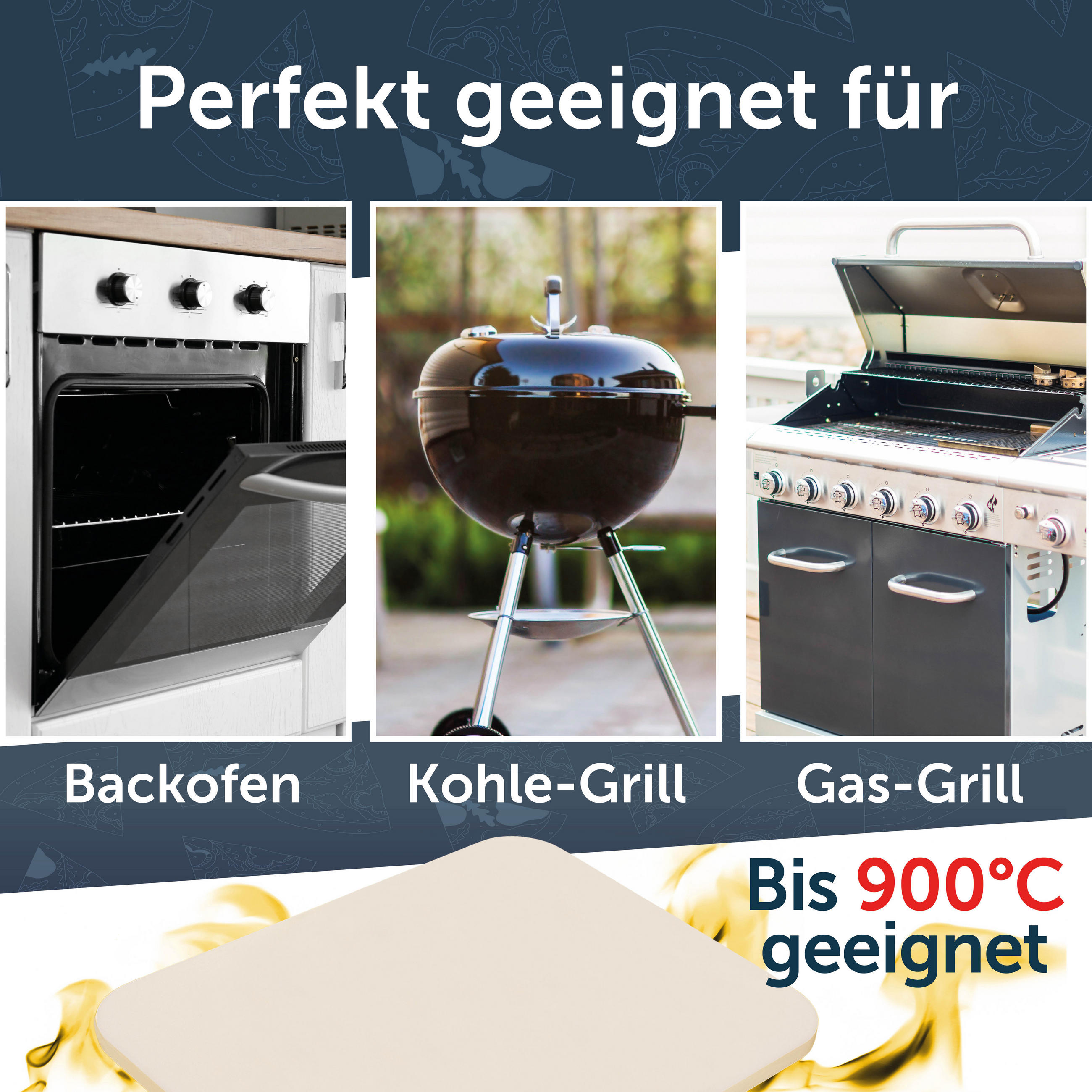 PIZZASTEIN Arkelstorp 2er-Set mit Pizzaschieber - Beige, Stein (38/1/30cm) - Blumtal