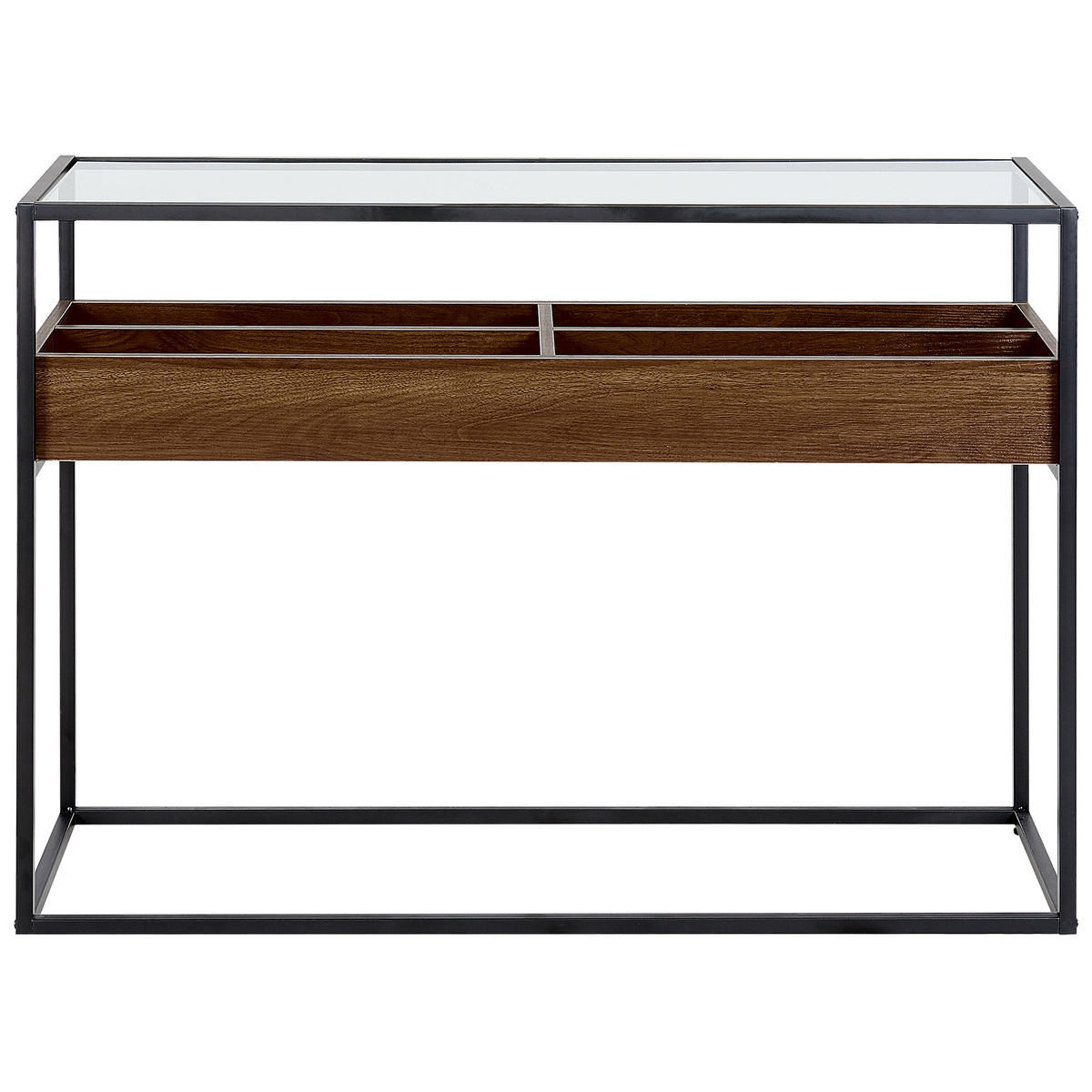 KONSOLENTISCH dunkler Holzfarbton/schwarz 110/40 cm Waco - Dunkelbraun/Schwarz, Metall (40/110/80cm) - Beliani
