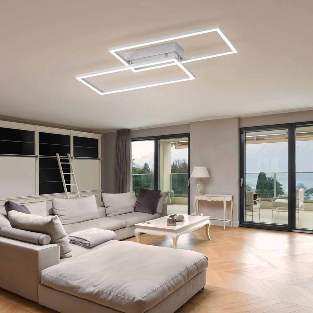 LED DECKENLEUCHTE Weiß matt - Weiß, Metall (60.5/32.5/6.5cm)