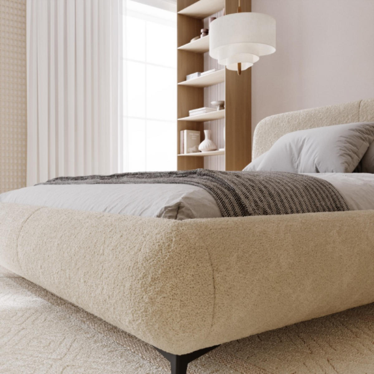 BETT Hellbeige ELLE Gepolstert 180x200 cm - Beige/Schwarz, Kunststoff/Textil (180/200cm) - Sepro Meble