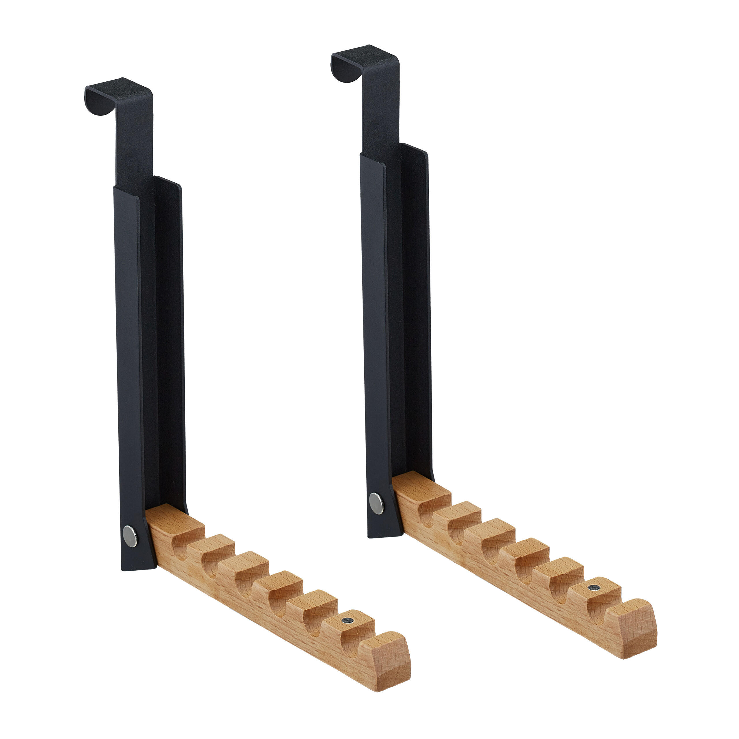 2XTÜRGARDEROBE - Schwarz, Holz/Metall (2.5/21/18cm) - Relaxdays