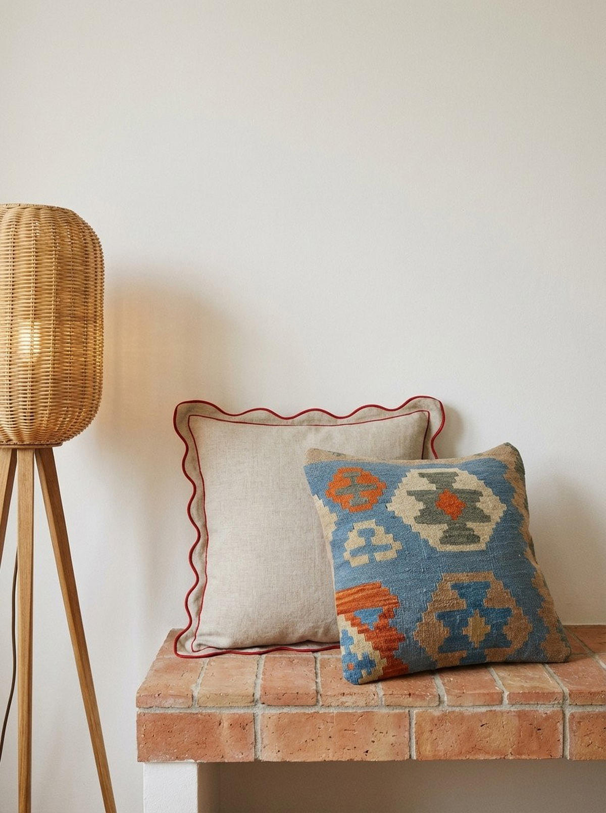 KISSEN Kelim Blau 50/50 cm Schurwolle - Blau, Textil (50/50cm) - Looma