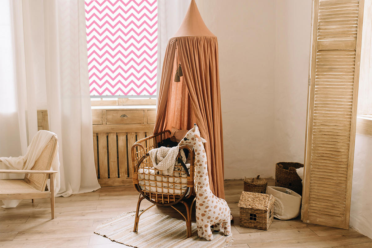 VNÚTORNÁ roleta - okenná roleta - roleta - 80x180 cm - Horizontálne ružové cikcaky - pink, plast (80/180/0.5cm) - TULUP