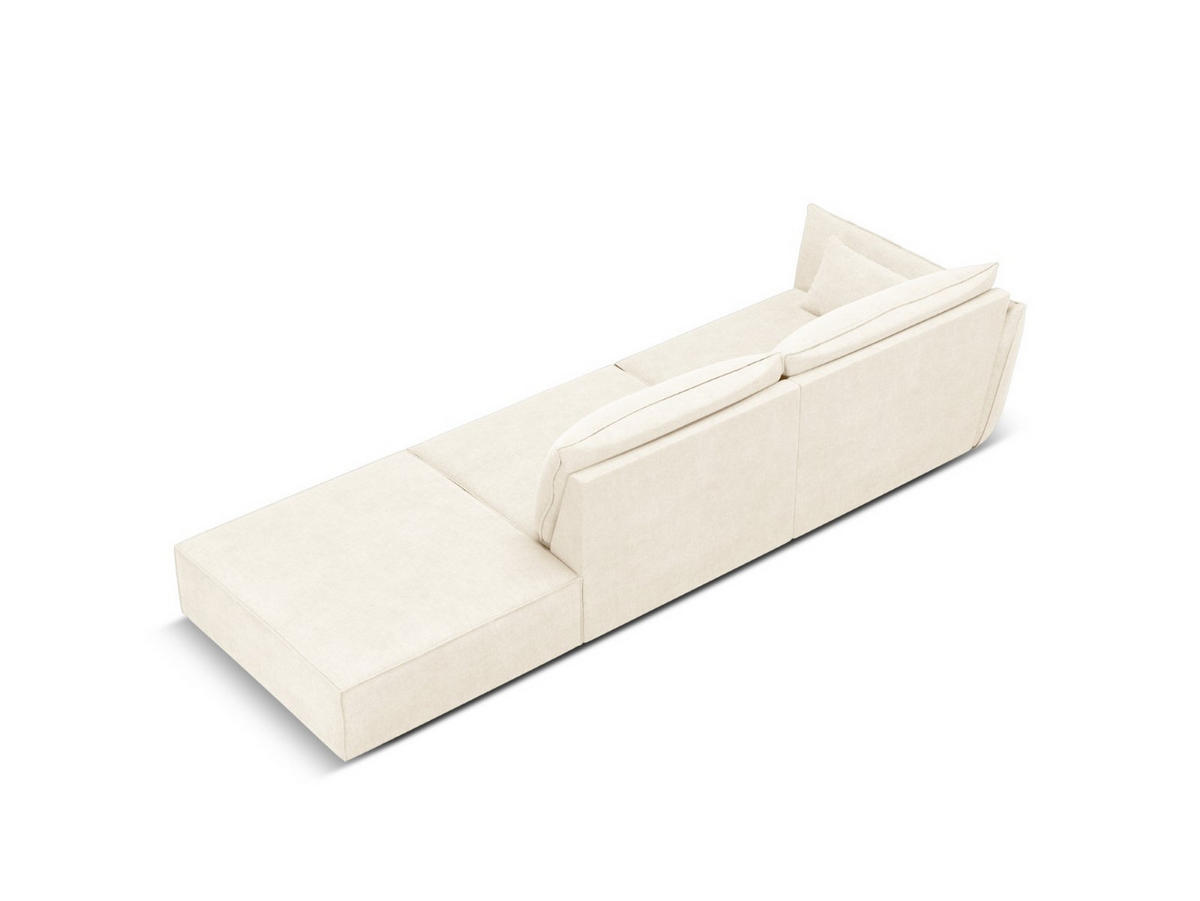 RECHTES-SOFA Kaelle aus Chenille-Stoff leichtes beige 4 Sitzplätze - Creme, Textil (110/85/264cm) - Micadoni