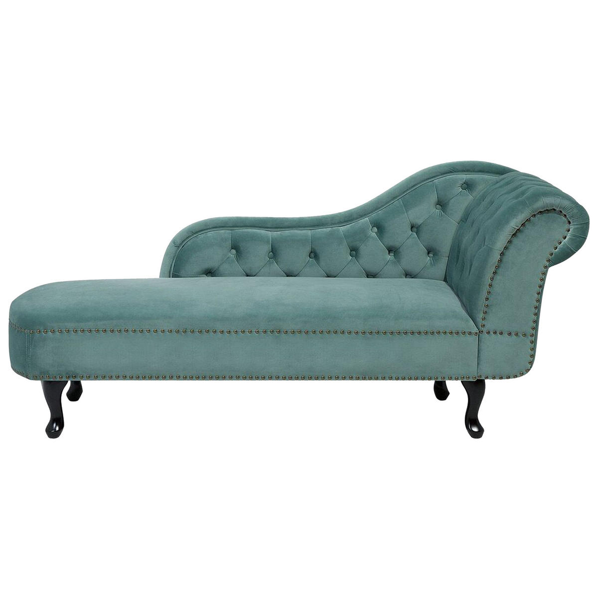 CHAISELONGUE Samtstoff mintgrün rechtsseitig Nimes - Dunkelbraun/Mintgrün, Textil (170/79/61cm) - Beliani
