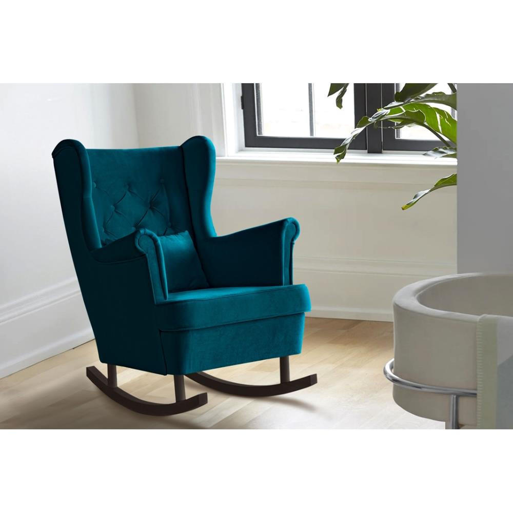SCHAUKELSTUHL Fabio türkis mit Wenge Beinen - Türkis/Wengefarben, Textil (82/103/108cm) - Beautysofa