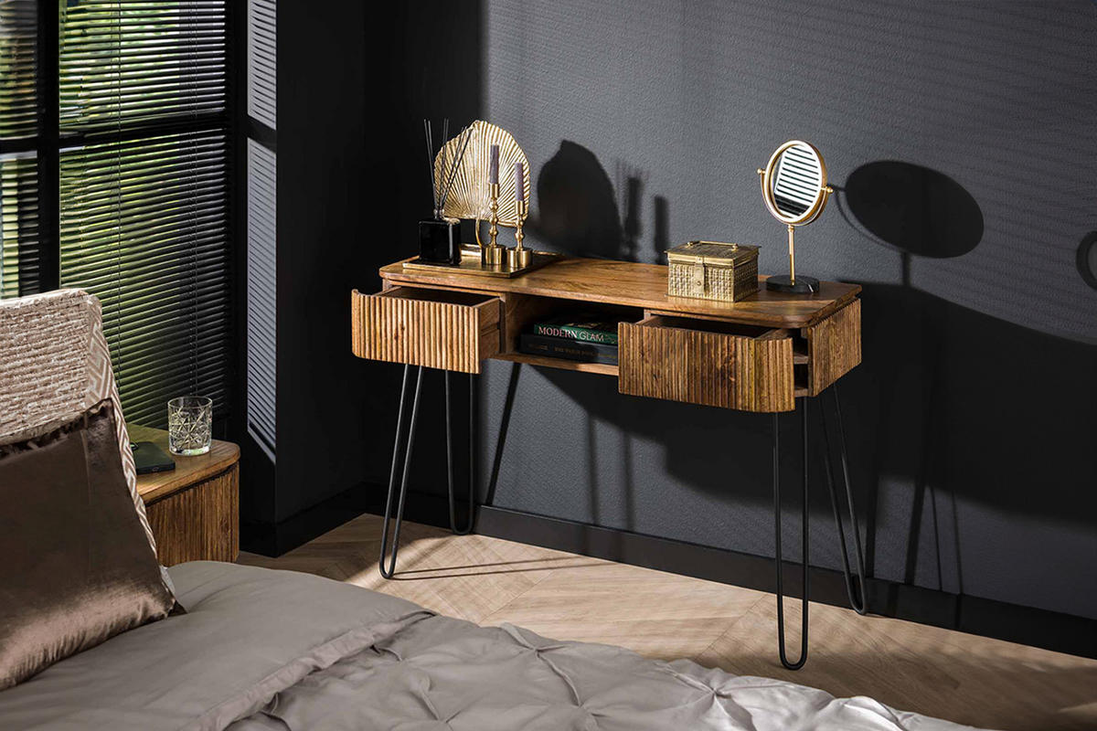 KONSOLENTISCH HEVE Braun Holz - Schwarz/Braun, Holz (40/110/77cm) - KAWOLA