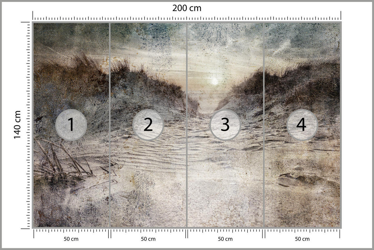 FOTOTAPETE Abstrakter Strand Beton Abstraktion 200x140 - Beige/Braun, Papier (200/140cm) - Muralo