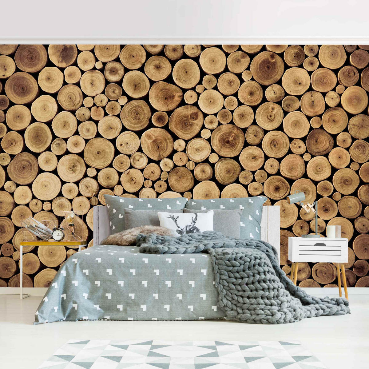 FOTOTAPETE Homey Firewood 384/255 cm - Braun, Papier (384/255cm) - Bilderwelten