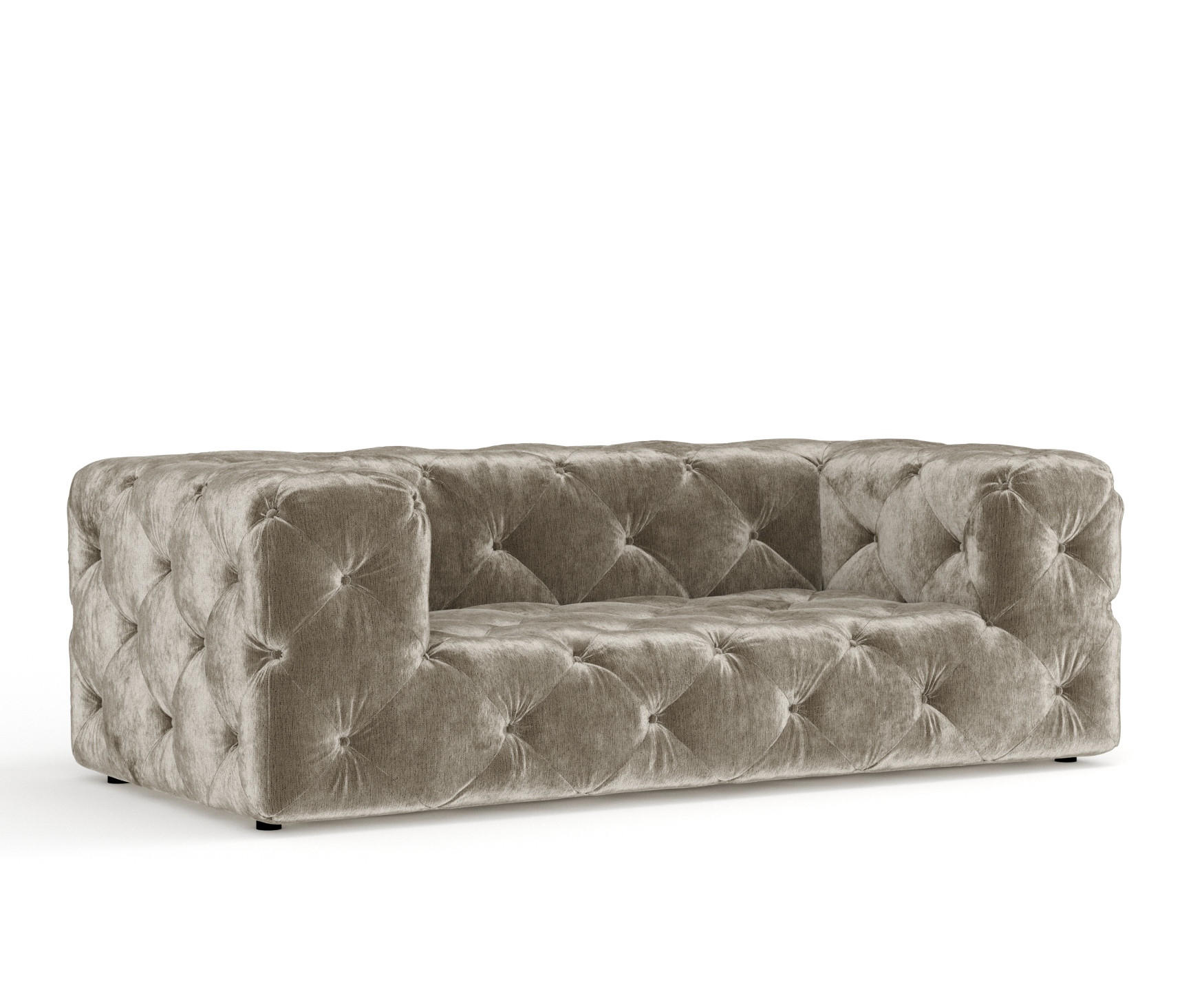 2-SITZER-SOFA Cosimo Beige Chenille - Beige/Schwarz, Holz/Holzwerkstoff (193/71/100cm) - Maison de Reve