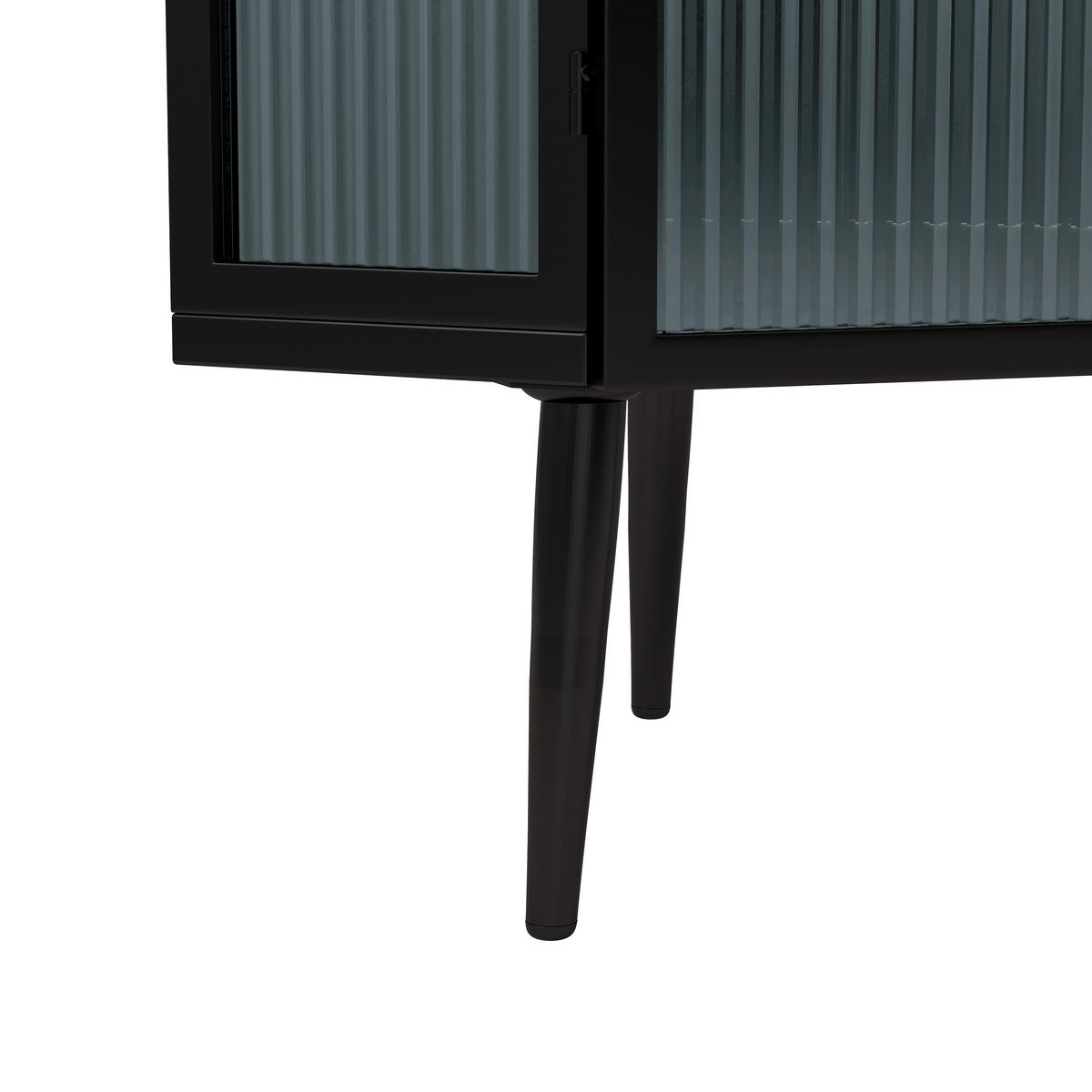 ECKSCHRANK Schwarz Metall & Glas 110cm mit 3 Ebenen & Tür - Schwarz, Metall (56/110/42.5cm) - Urban Meuble