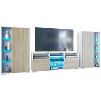 WOHNWAND Davos Eiche sägerau - Eiche San Remo, Holzwerkstoff (329/134/35cm) - Vladon