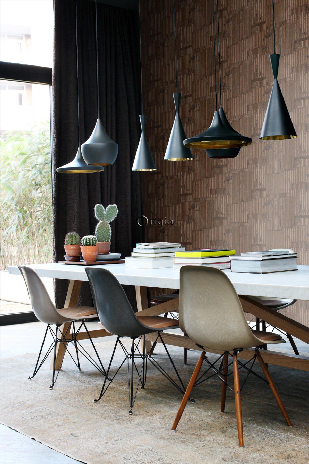 TAPETE industrielle Wellplatten aus Metall 3D 53 cm x 10.05 m - Braun, Papier (53/1000cm) - Origin Wallcoverings