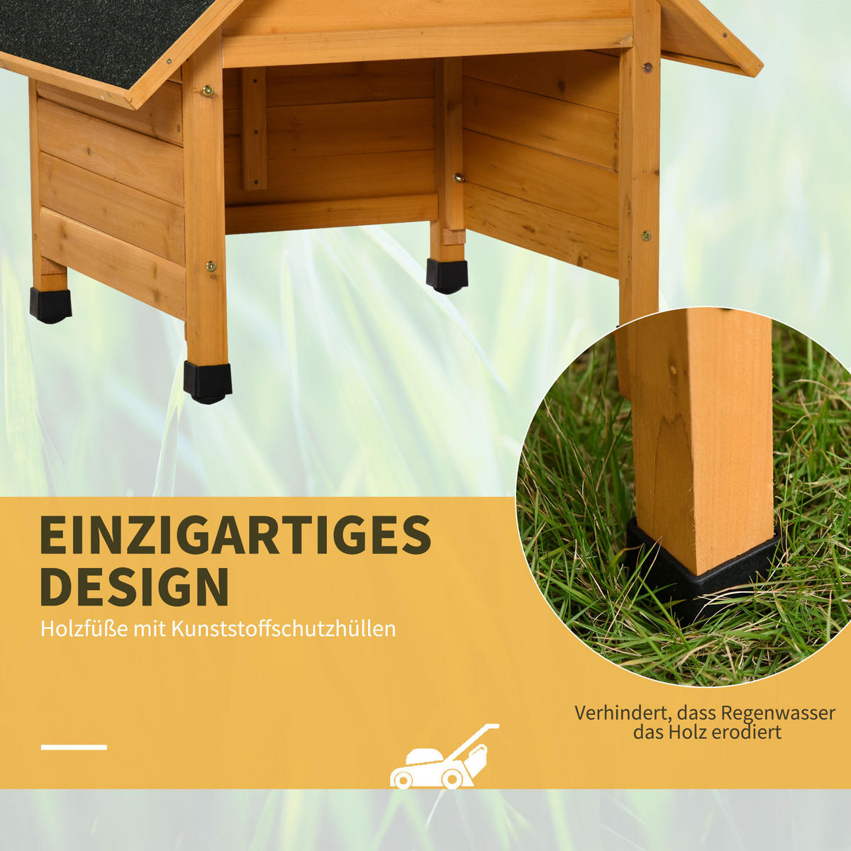 MÄHROBOTERGARAGE Tannenholz Gelb - Gelb, Holz (76/70/75cm) - Outsunny