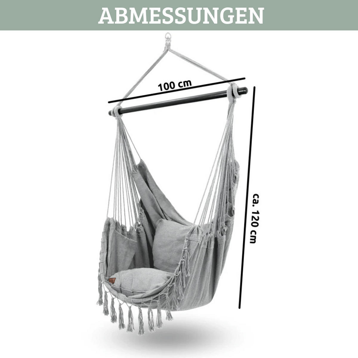 HÄNGESESSEL Indoor ohne Gestell MELA Grau - Grau, Textil (100/120/100cm) - DELUKE