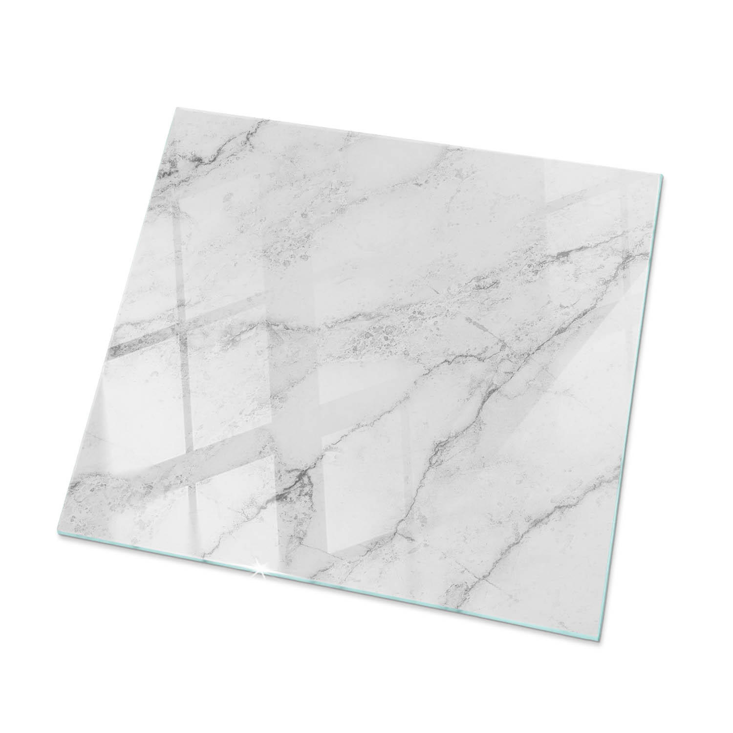 TISCHPLATTE 50x50 cm Marmorierte Oberfläche - Silberfarben/Weiß, Glas (50/50/0.4cm) - TULUP