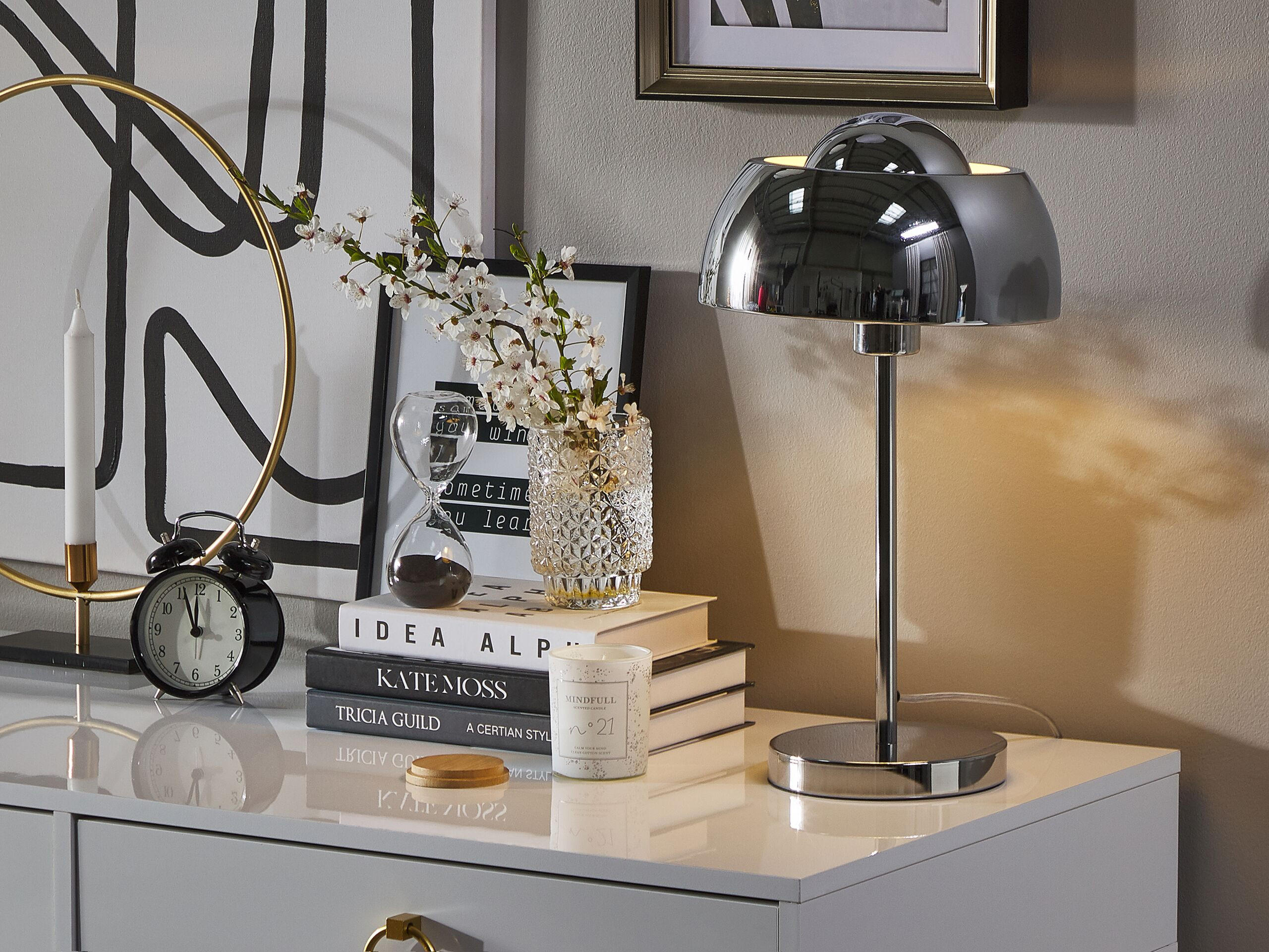 TISCHLAMPE Senette 24/24/44 cm - Silberfarben, Metall (24/24/44cm) - Beliani
