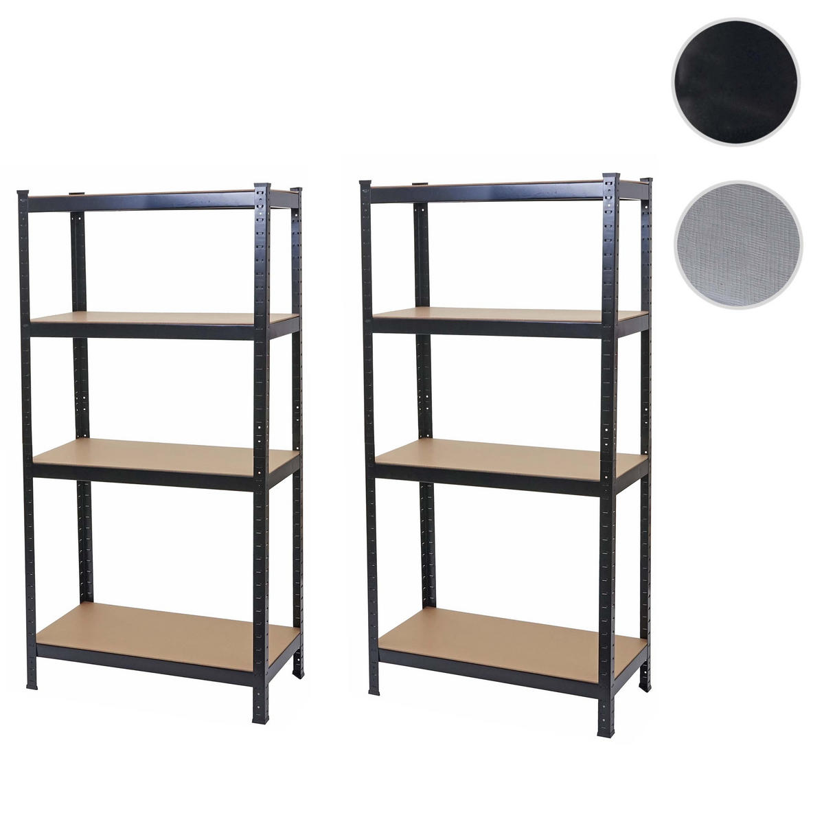 SCHWERLASTREGAL Schwarz, Braun 2er-Set - Schwarz/Braun, Metall (80/160/40cm) - MCW