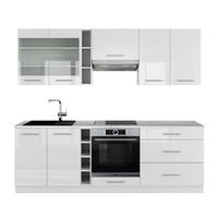 KÜCHENZEILE Fame-Line Weiß Hochglanz/Weiß 235 cm, AP Marmor - Weiß Hochglanz/Weiß, Holzwerkstoff (235/81.6/60cm) - Vicco