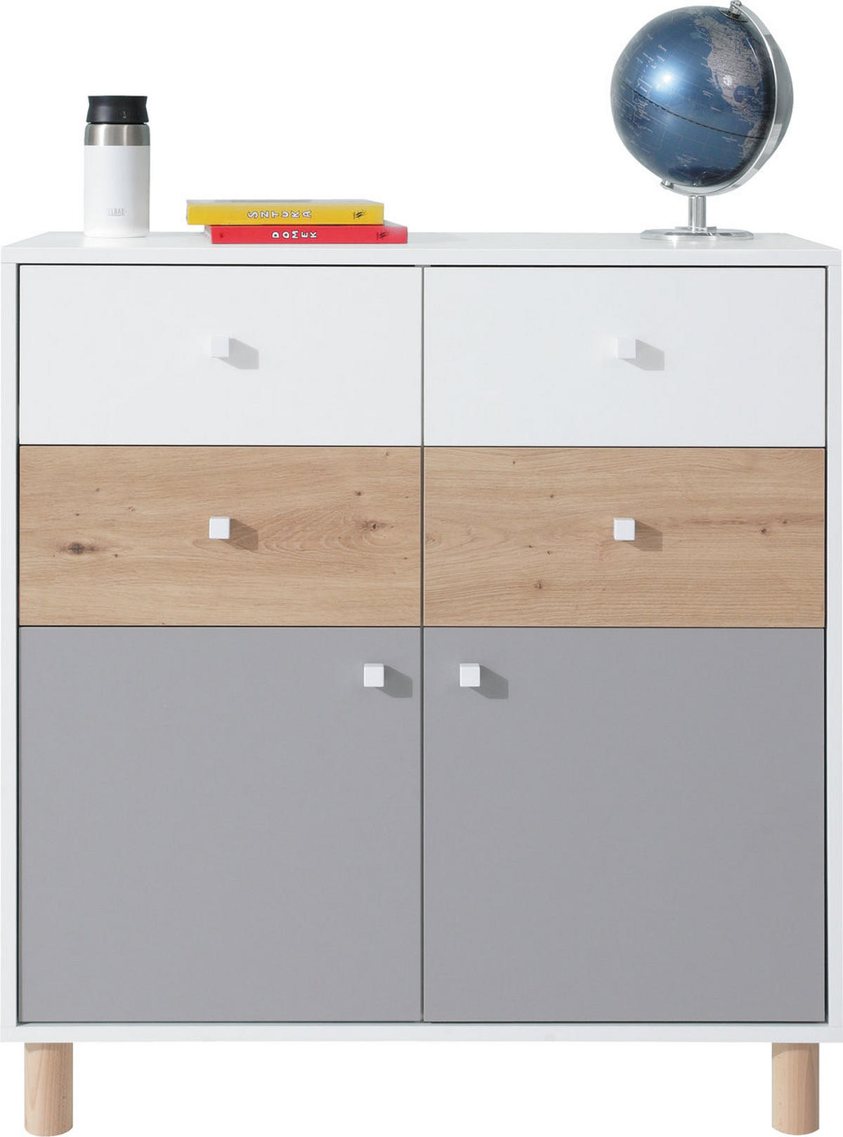 KOMMODE SANNIO 85/90/40cm mit Schubladen Türen Weiß - Weiß, Holzwerkstoff (85/90/40cm) - MASSENO