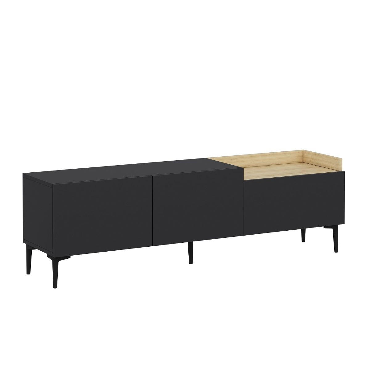 TV-MÖBEL 3 Türen anthrazitgrau L160 cm - Mia - Anthrazit, Holzwerkstoff (37/48/160cm) - Calicosy