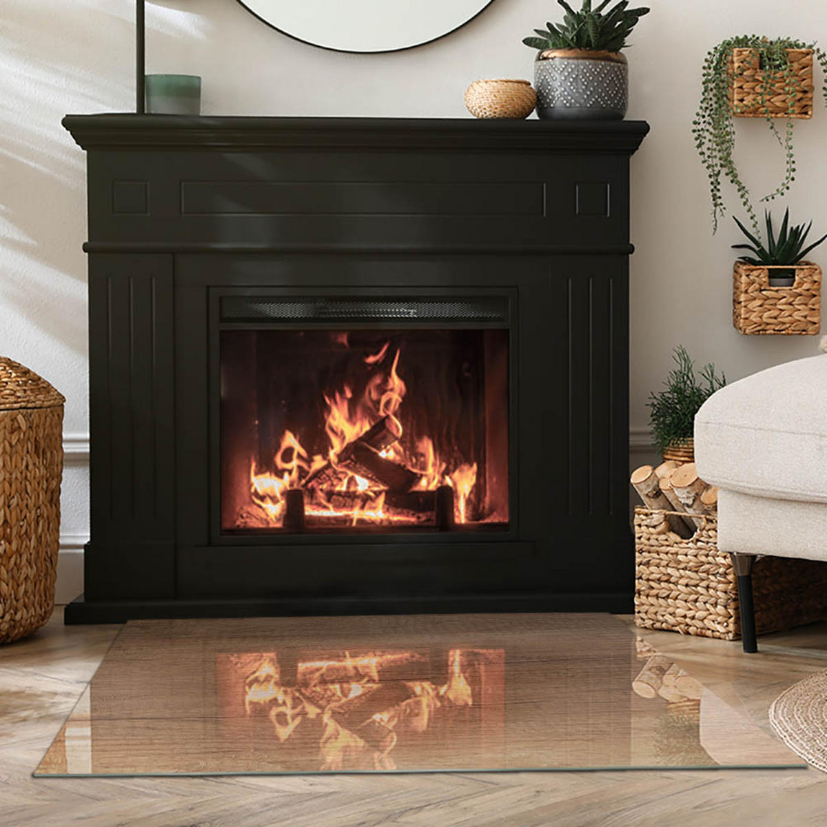 GLASPLATTE für Kamin 100x70 cm Braun - Braun, Glas (100/70/0.4cm) - ArtPrintCave