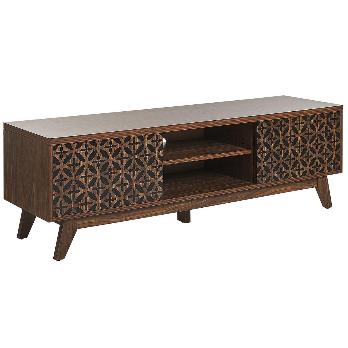 TV-MÖBEL Dunkelbraun, Schwarz Prescot 40/140/45 cm - Dunkelbraun, Holzwerkstoff (140/45/40cm) - Beliani