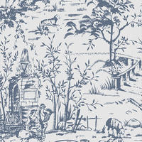 VLIESTAPETE Toile de Jouy Dark Seaspray | Blau Weiß | Ländlich | 10mx52cm - Blau, Papier/Kunststoff (52/1000cm) - LAURA ASHLEY