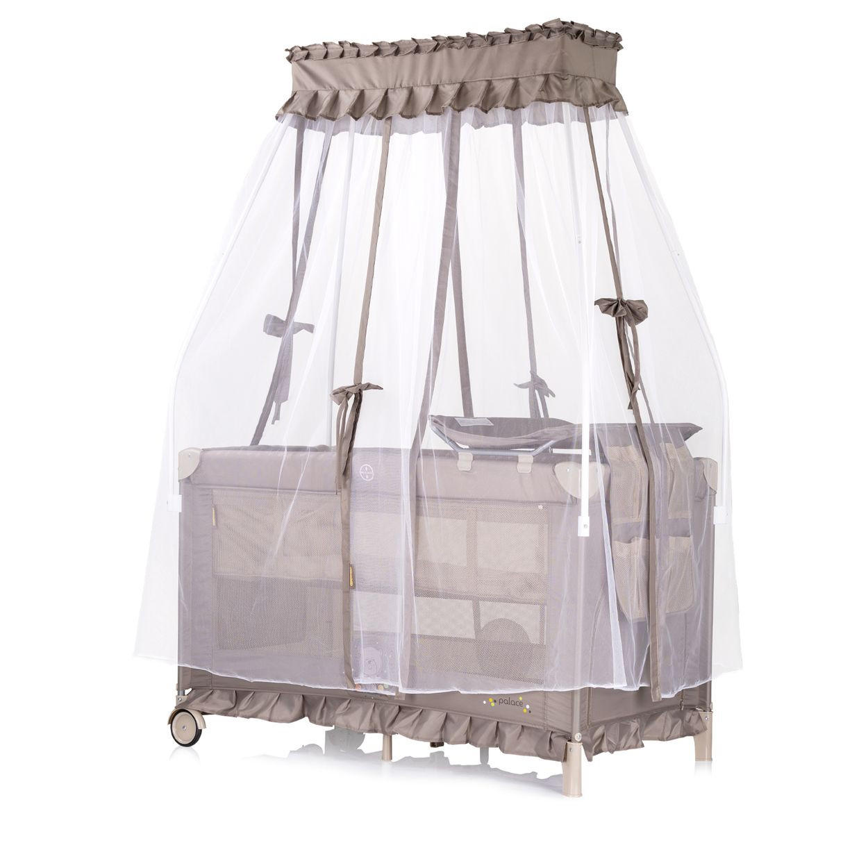 REISEBETT Palace, Baldachin beige/braun Moskitonetz zwei Ebenen Wickelauflage - Beige, Kunststoff (60/120cm) - Chipolino