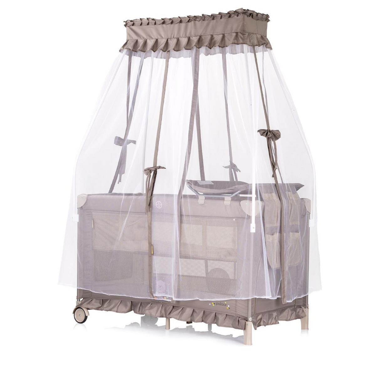 REISEBETT Palace, Baldachin beige/braun Moskitonetz zwei Ebenen Wickelauflage - Beige, Kunststoff (60/120cm) - Chipolino