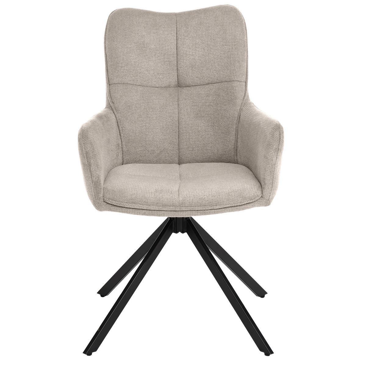 ARMLEHNENSTUHL Pecto mit Drehfunktion und schwarzem Metallgestell, Beige - Beige/Schwarz, Metall (43/93/55cm) - Beautysofa