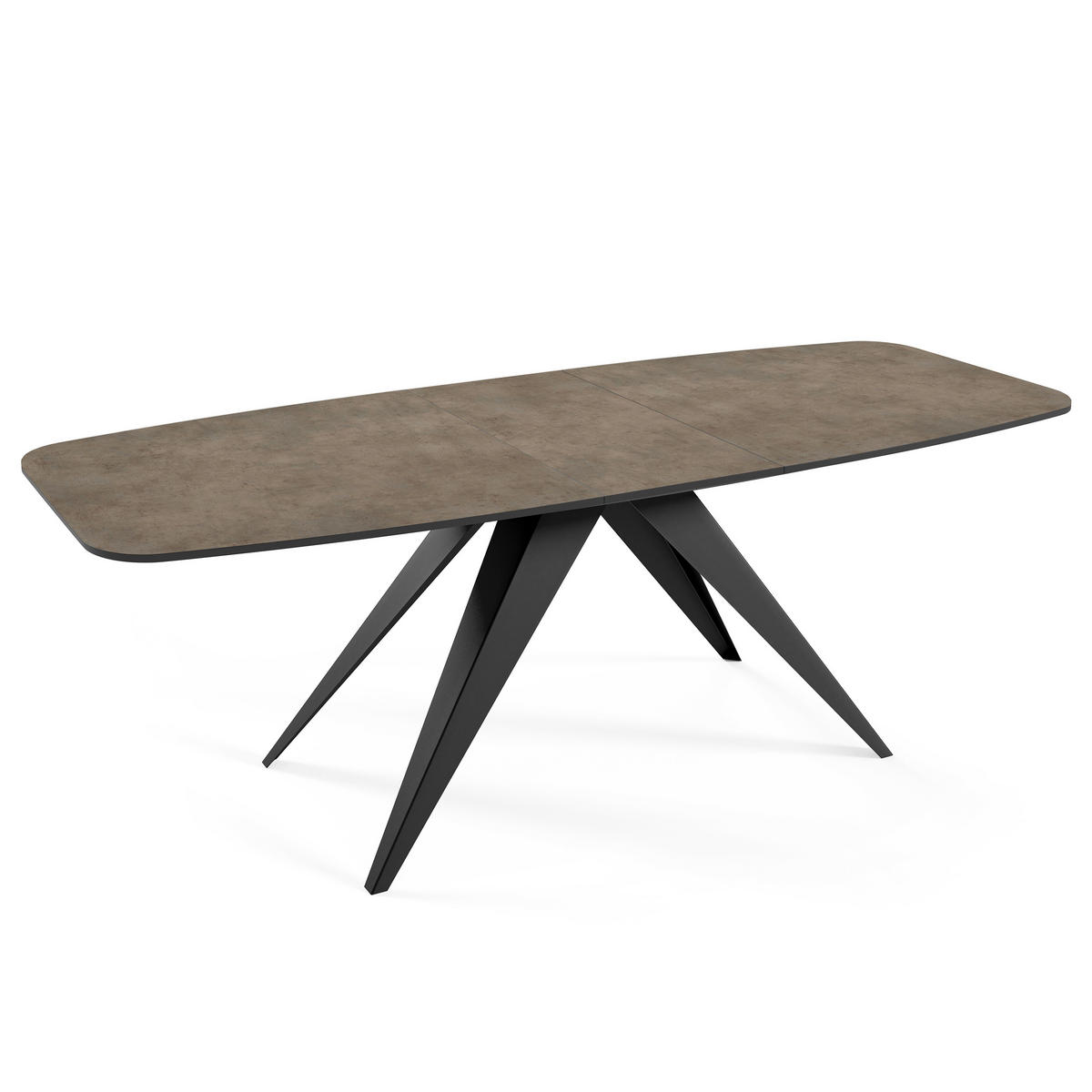 ESSTISCH Ferini, Ovaler Tisch mit Ausziehfunktion, 160-200x80 cm, Schwarz+Dunkelgrau Chicago Concrete - Schwarz/Grau, Metall (160/80/76cm) - Beautysofa