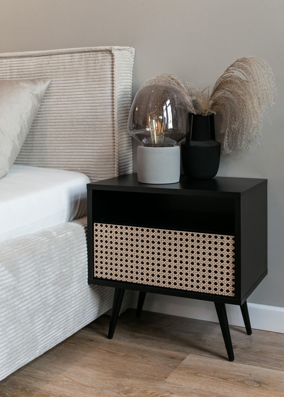 POLSTERBETT Farese Grau-beige Cordbezug 140 cm - Greige, Textil (140/200cm) - Selsey