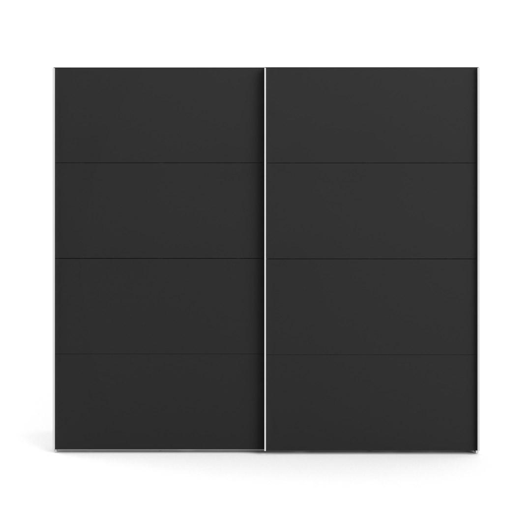 SCHWEBETÜRENSCHRANK mattschwarz - Weiß, Holzwerkstoff (243/221/61cm) - ebuy24