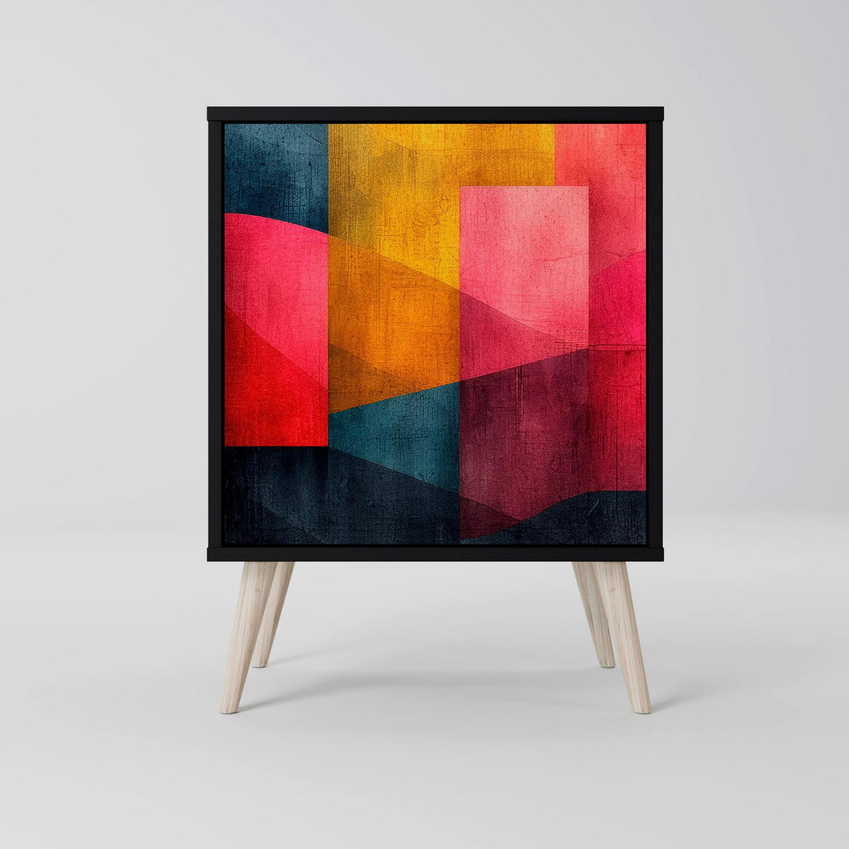 SIDEBOARD COLORFUL SOUNDS, Schwarz, 57,5x42x57,5 cm, Ohne Füße - Multicolor/Schwarz, Holzwerkstoff (57.5/57.5/42cm) - SpaceRebels
