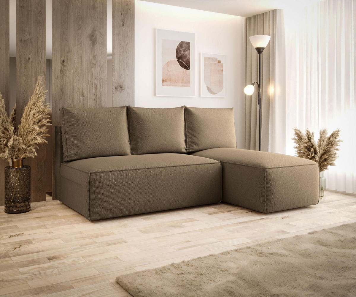 ECKSOFA mit Schlaffunktion SAVIO MINI Curio 20 Rechts - Braun, Textil (200/140cm) - Bedante