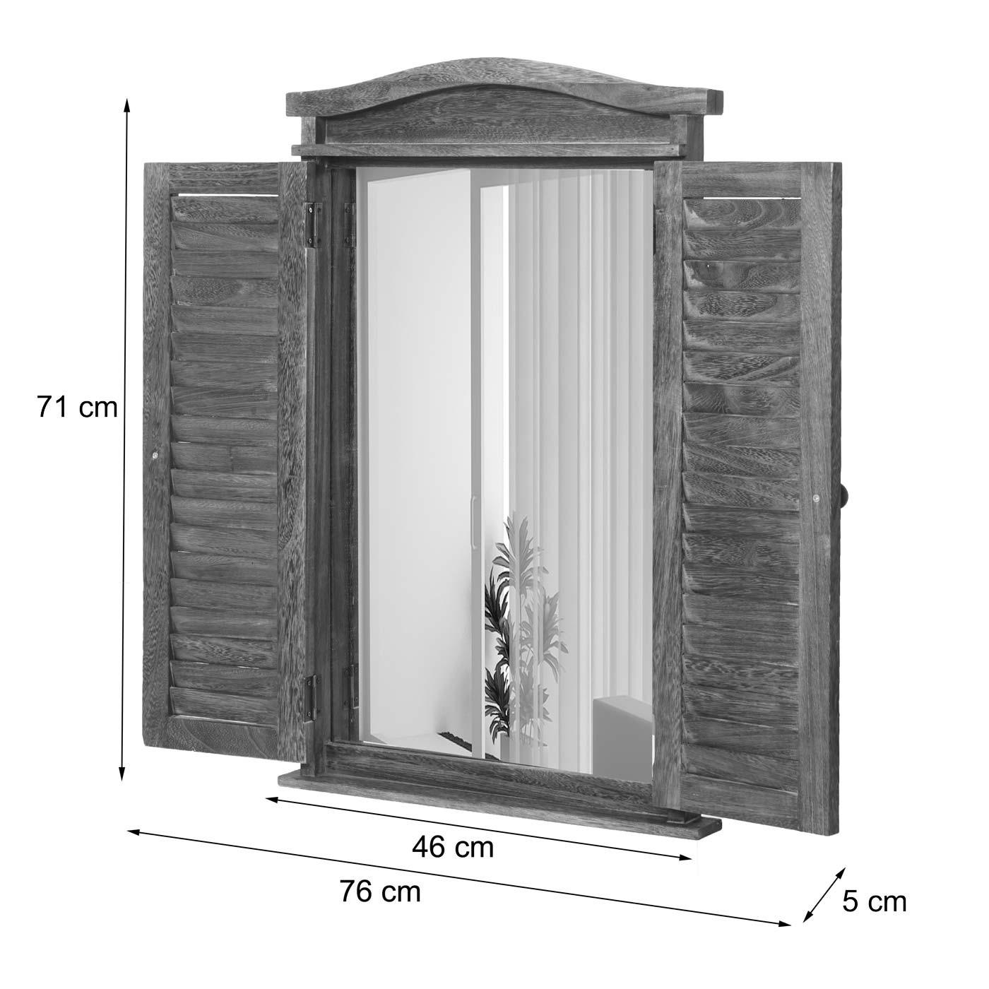 WANDSPIEGEL MIT FENSTERLÄDEN Braun - Braun, Holz (46/71/5cm) - MCW