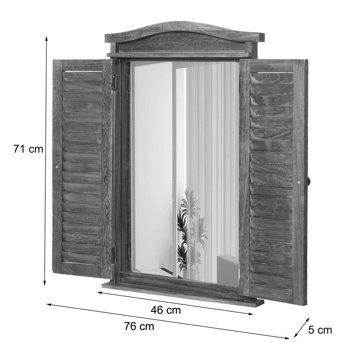 WANDSPIEGEL MIT FENSTERLÄDEN Dunkelbraun - Dunkelbraun, Holz (46/71/5cm) - MCW