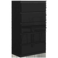 KOMMODE NUDO 70/124,5/39cm mit 5 Schubladen Türen Schwarz - Schwarz Hochglanz/Schwarz, Holzwerkstoff (70/124.5/39cm) - MASSENO