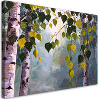 WANDBILD, Birkenwald Natur grüne Blätter - Grün, Textil (30/20cm) - Feeby