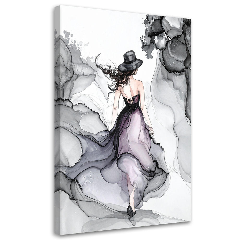 LEINWANDBILD Frau-Abstraktion Tinte 80x120cm - Schwarz, Textil (80/120cm) - Feeby