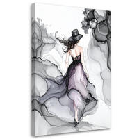 LEINWANDBILD Frau-Abstraktion Tinte 80x120cm - Schwarz, Textil (80/120cm) - Feeby