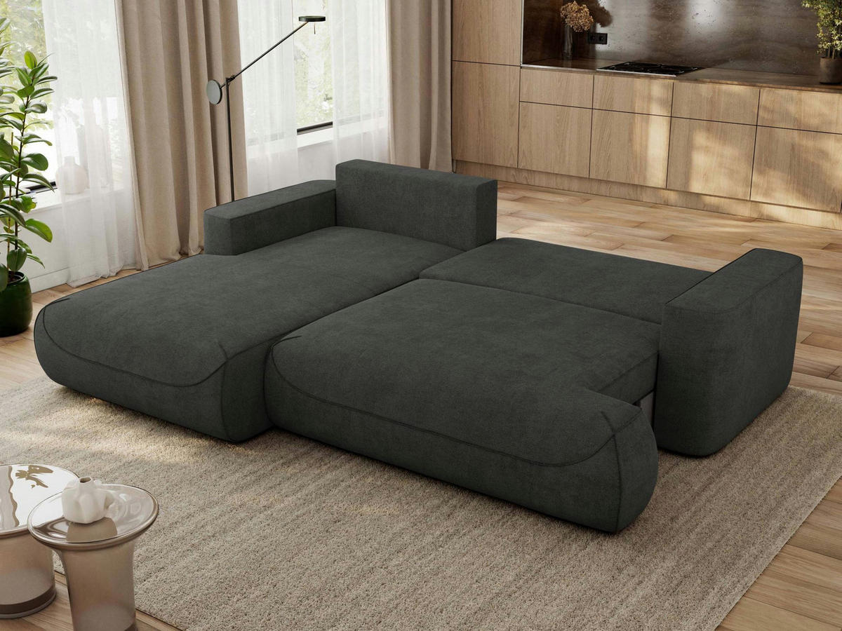 ECKSOFA OVO L Dunkelgrau Struktur - Links Seite - Dunkelgrau/Schwarz, Kunststoff/Textil (271/195cm) - MKS