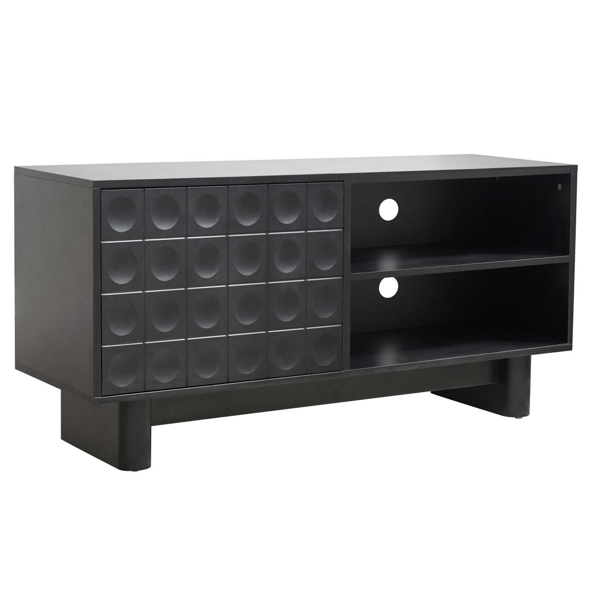 TV-SCHRANK, Schwarz - Schwarz, Holz (40/58/120cm) - Oviala
