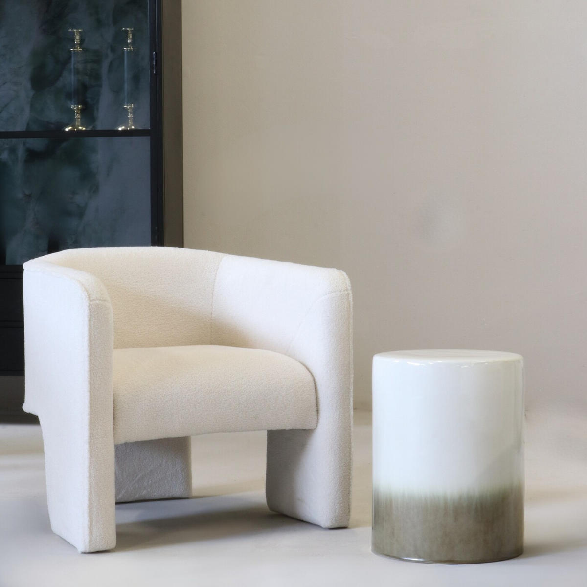 SESSEL aus Teddy Stoff, weiß - Weiß, Textil (69/67/69cm) - Giga Meubel