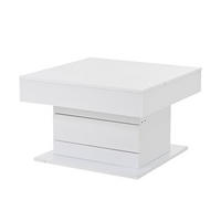 COUCHTISCH in 70x70x45cm, Obere Tischplatte 360° frei drehbar, Weiß - Weiß, Holzwerkstoff (70/70/45cm) - KOMHTOM